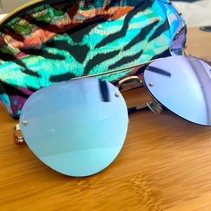 Quay Blue Aviator Sunglasses